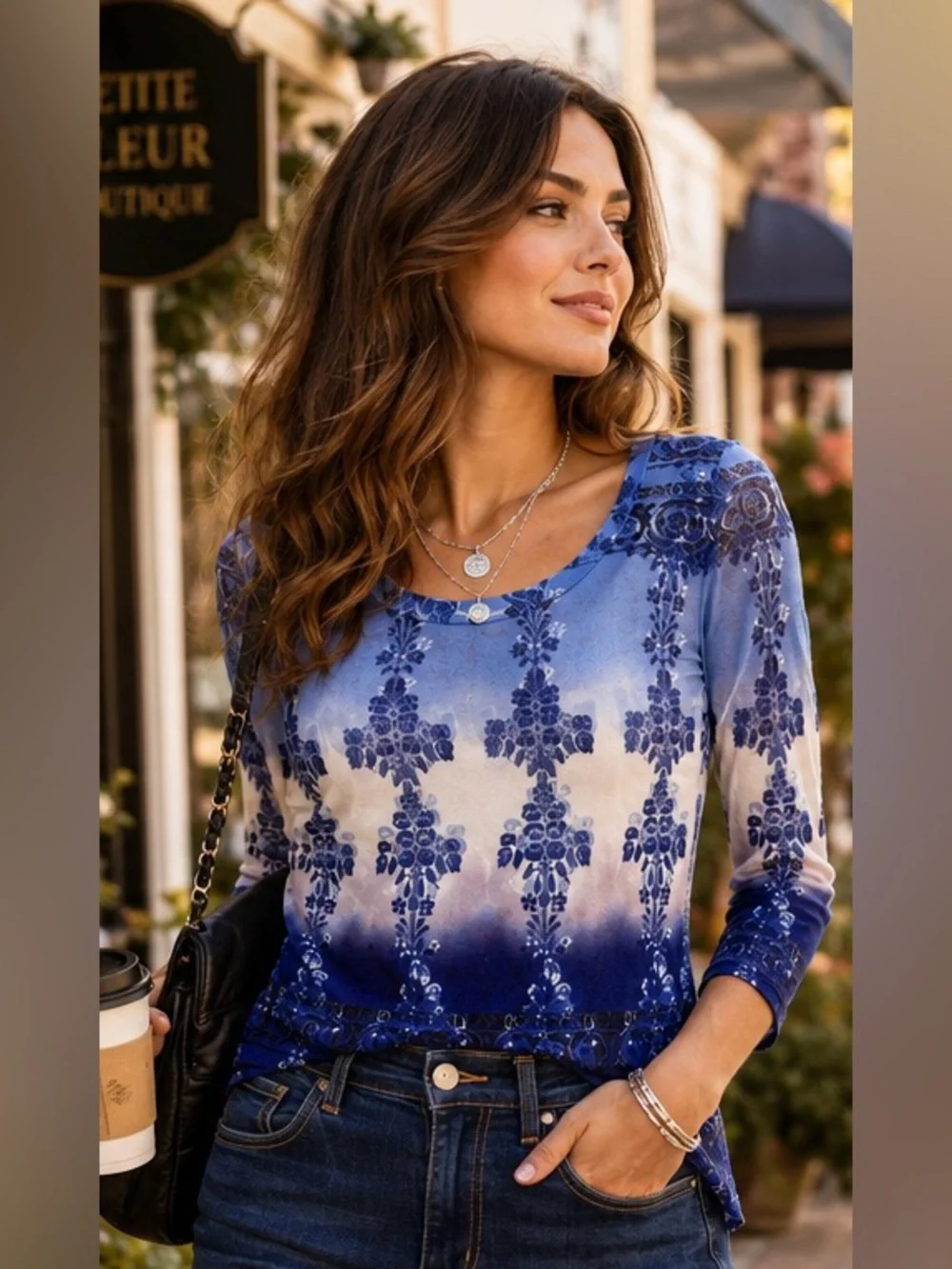 Vintage Axcess Y2K Mesh Whimsical Blouse Bundle Blue Stretch Tops Sz M 2 Pack - Picture 15 of 16